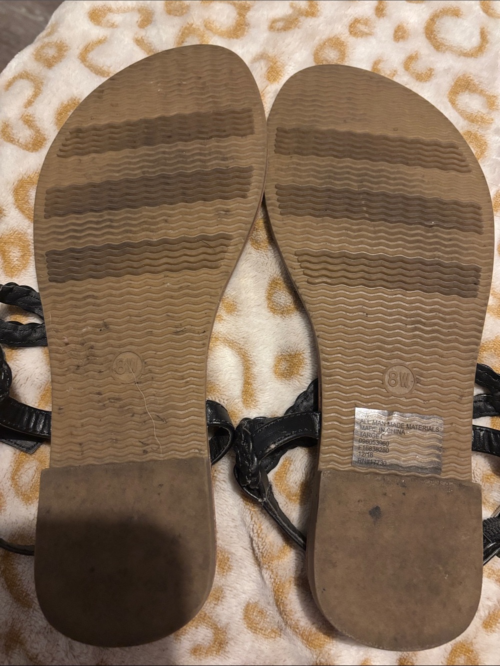 Merona Black Braided Toe-Loop Sandals with Tan Footbed - Picture 2 of 3